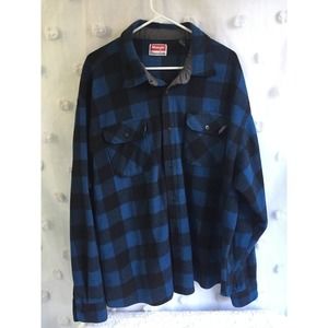 Wrangler Buffalo Plaid Shirt Men's 3XL Blue & Black Long Sleeve Premium Quality